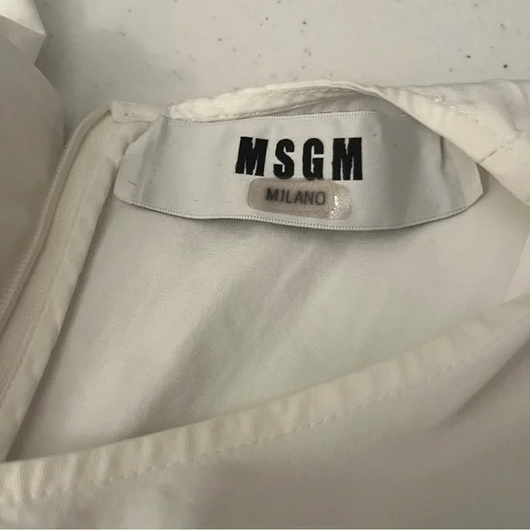 MSGM dress white mini IT 44 US 8 ruffle tiered cotton pockets shirt cocktail EUC